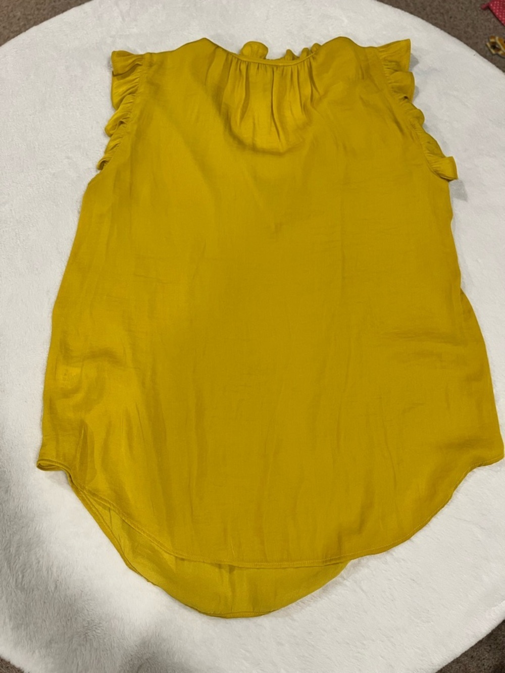 Cupcakes and Cashmere Mustard Yellow Ruffle Neck Blouse - Size S - Picture 2 of 6